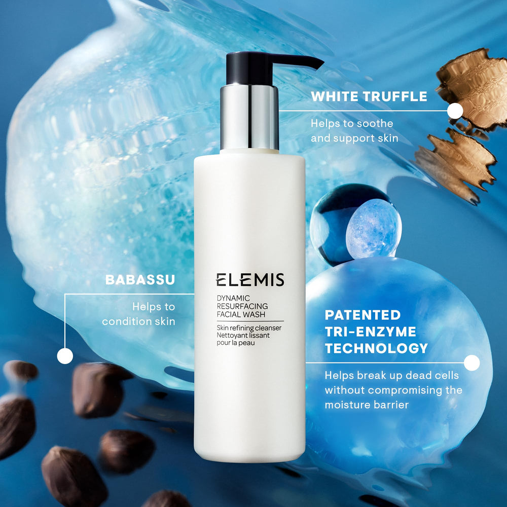 Bathroom counter scene featuring ELEMIS Dynamic Resurfacing Facial Wash