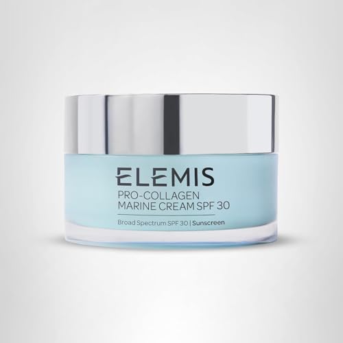 Elegant Elemis Pro-Collagen Marine Cream SPF 30 on a vanity display.
