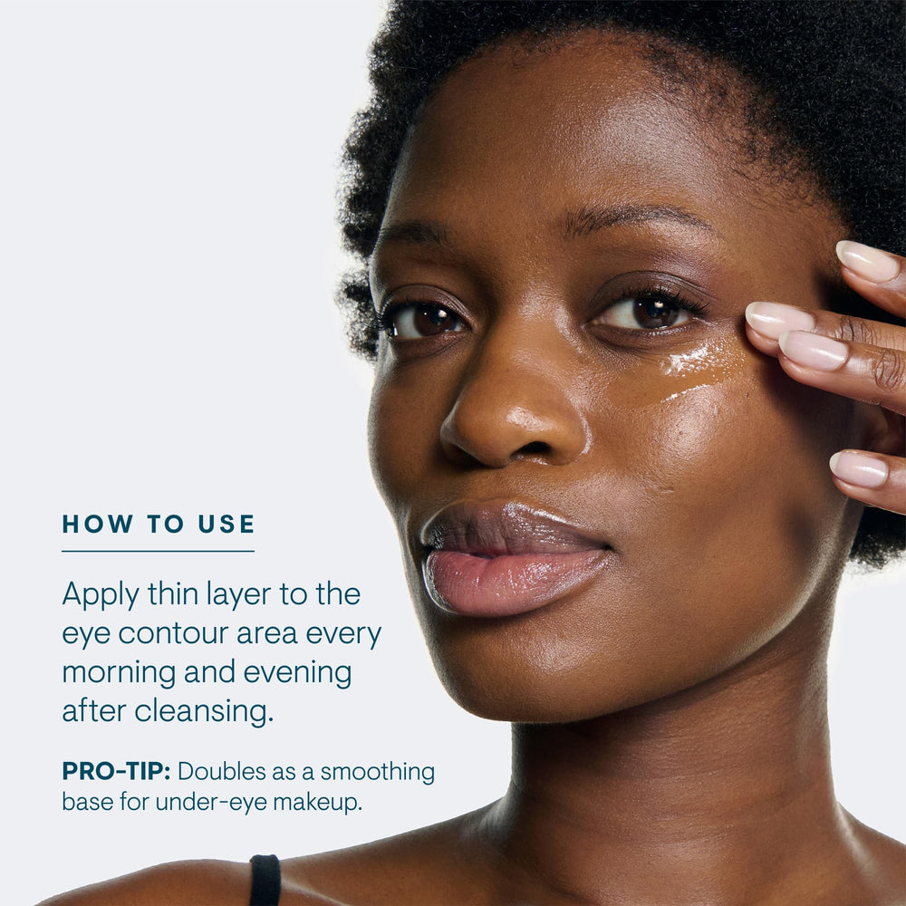 Elemis eye-area application demonstrating gentle gliding technique