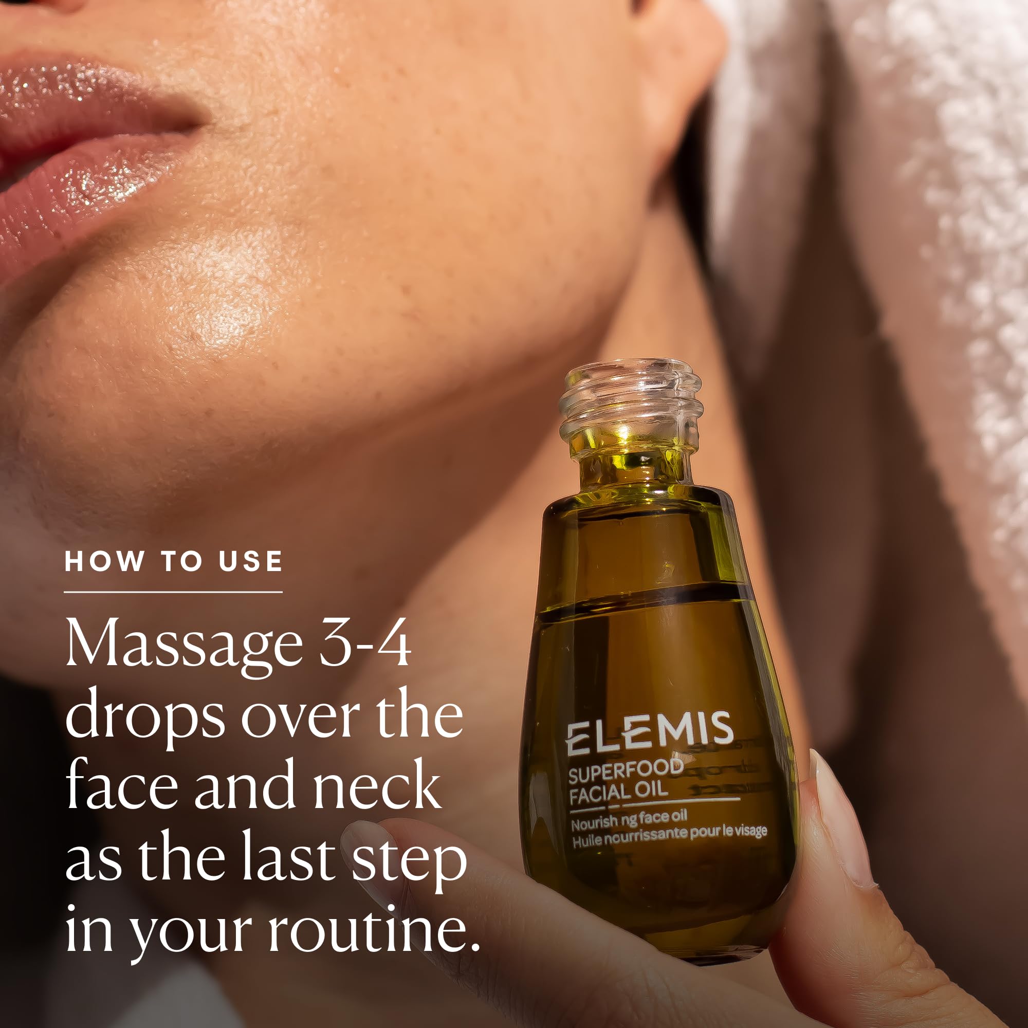 ELEMIS Facial Oil absorbed with a gentle massage for a smooth feel