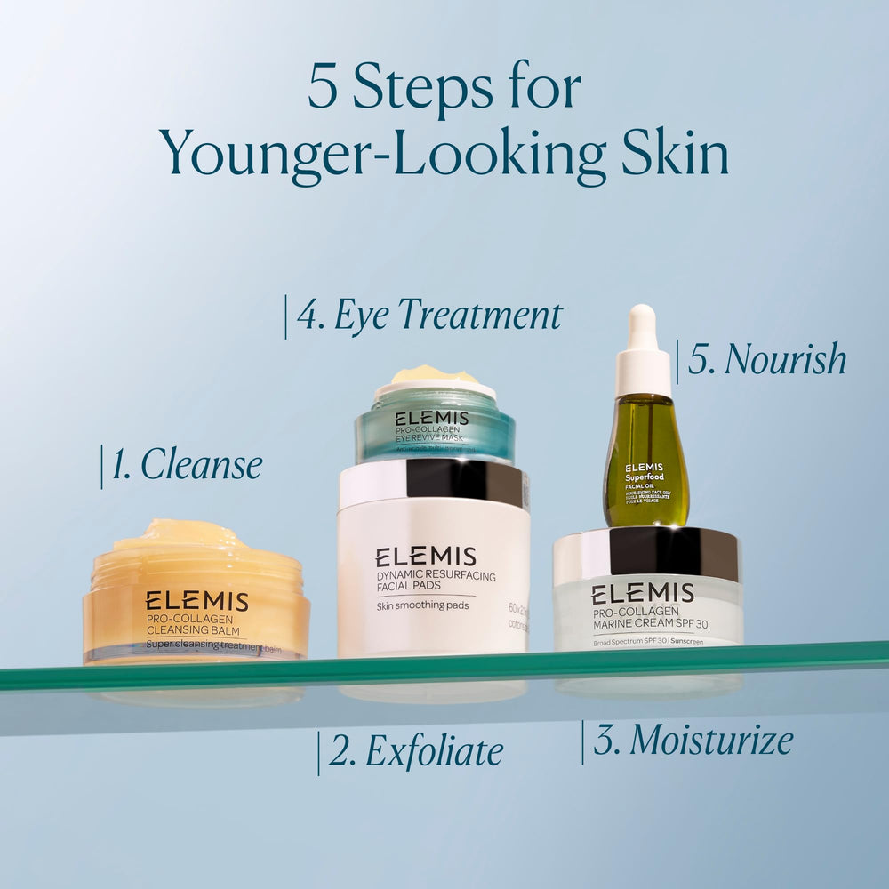 ELEMIS oil blend close-up features rosehip, broccoli, flaxseed, and daikon for nourishment