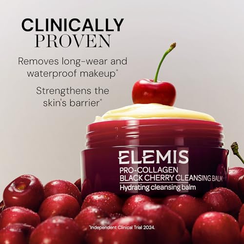 ELEMIS Pro-Collagen Black Cherry Cleansing Balm jar 100g ready for makeup removal.