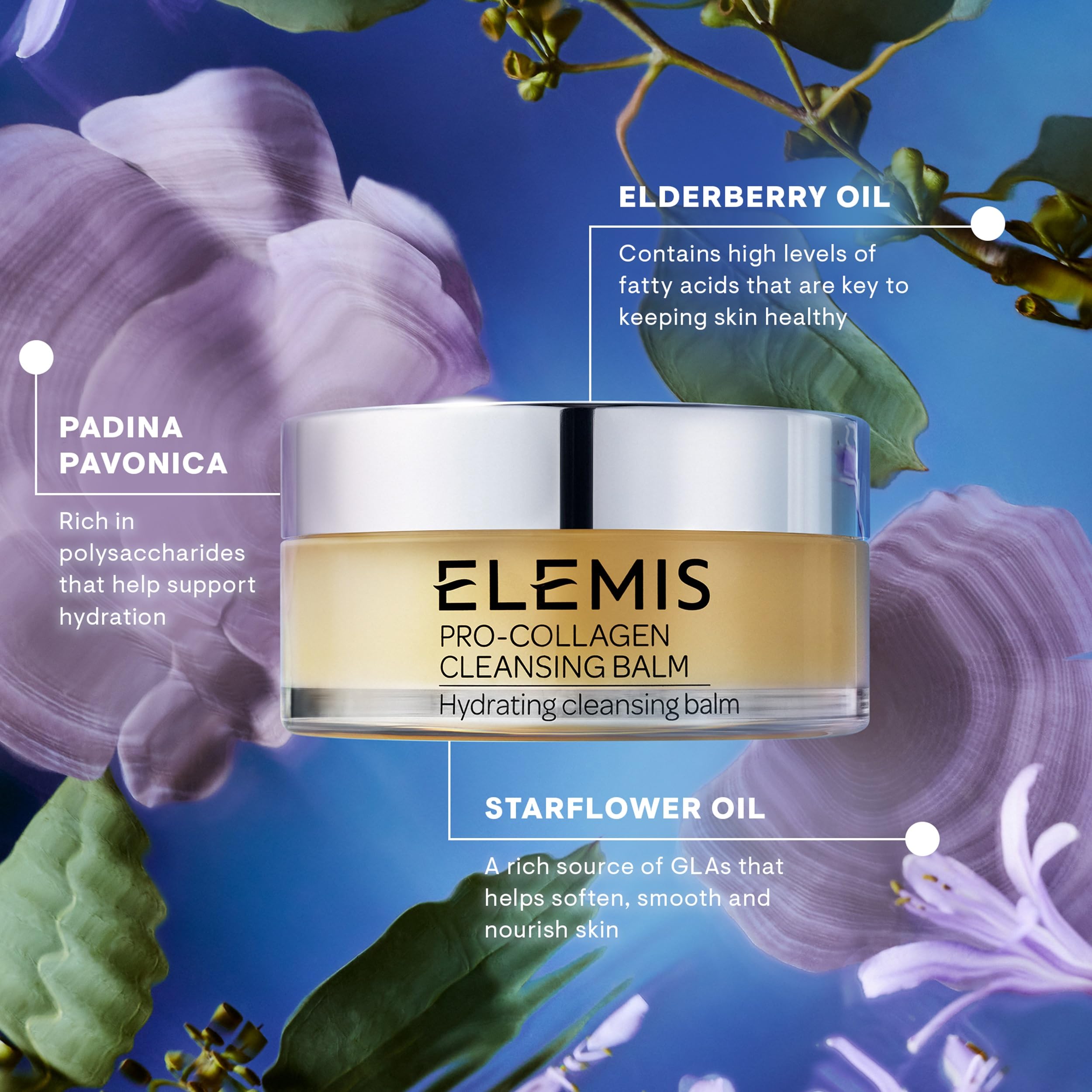 Elemis Pro-Collagen Cleansing Balm damp cloth removal showcases residue-free cleansing.