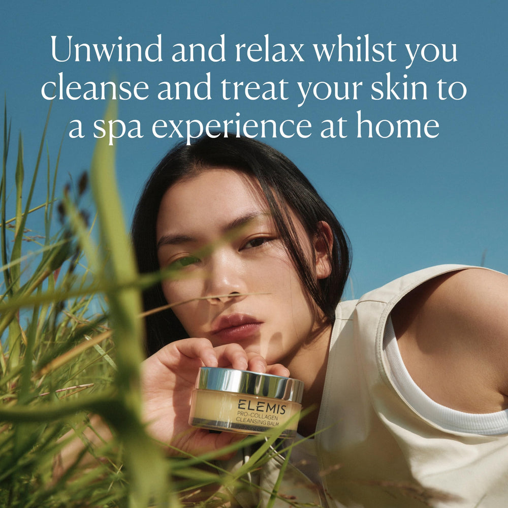 Elemis Pro-Collagen Cleansing Balm texture shows soft emollient feel for daily cleansing.