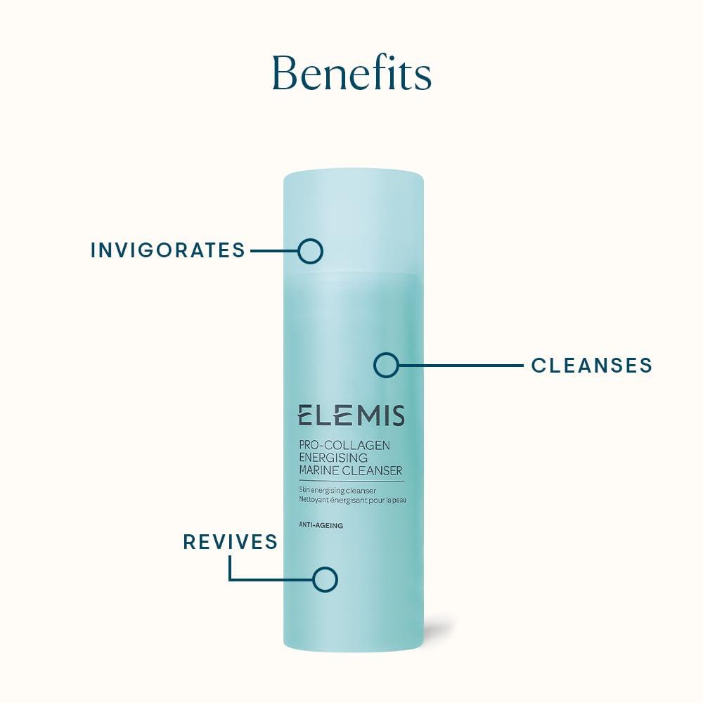 Elemis Pro-Collagen Energising Marine Cleanser in use on face for daily purification and refreshment.