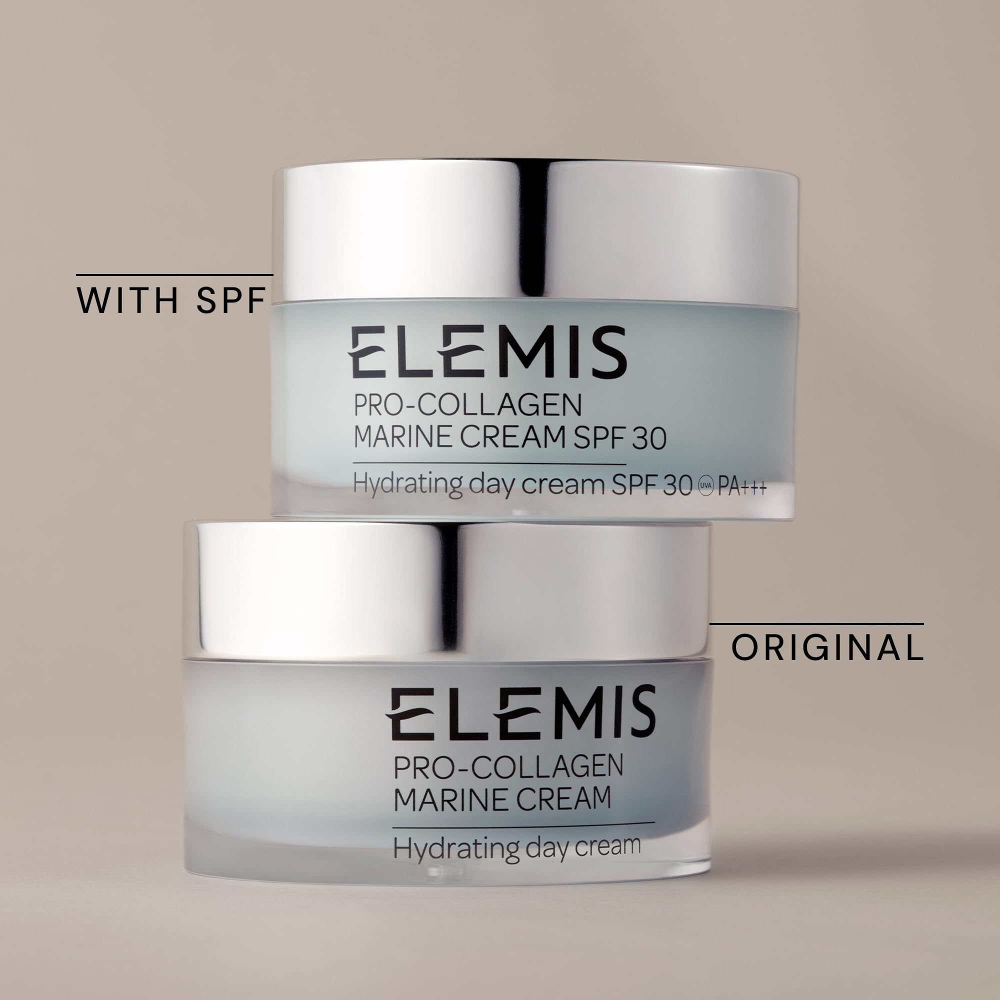 ELEMIS Pro-Collagen Marine Cream 50ml label close-up emphasizing compact size.