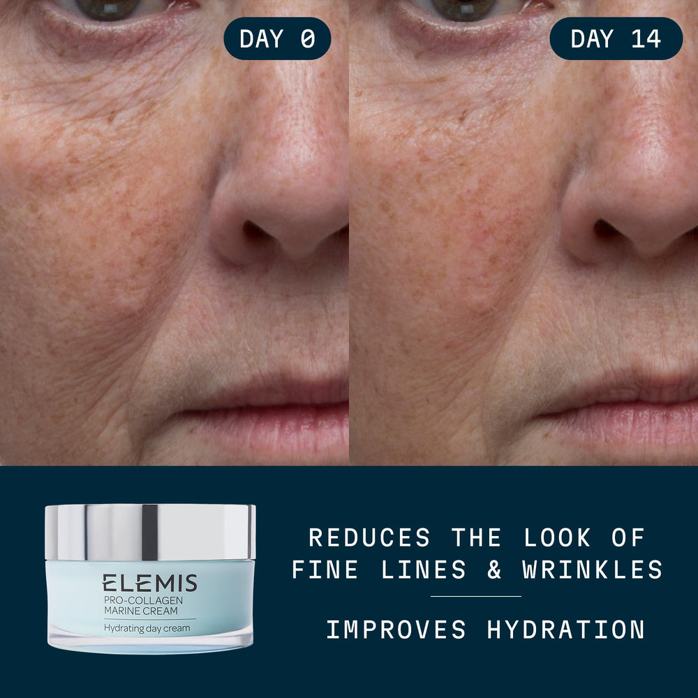 ELEMIS Pro-Collagen Marine Cream jar side highlighting texture and richness.