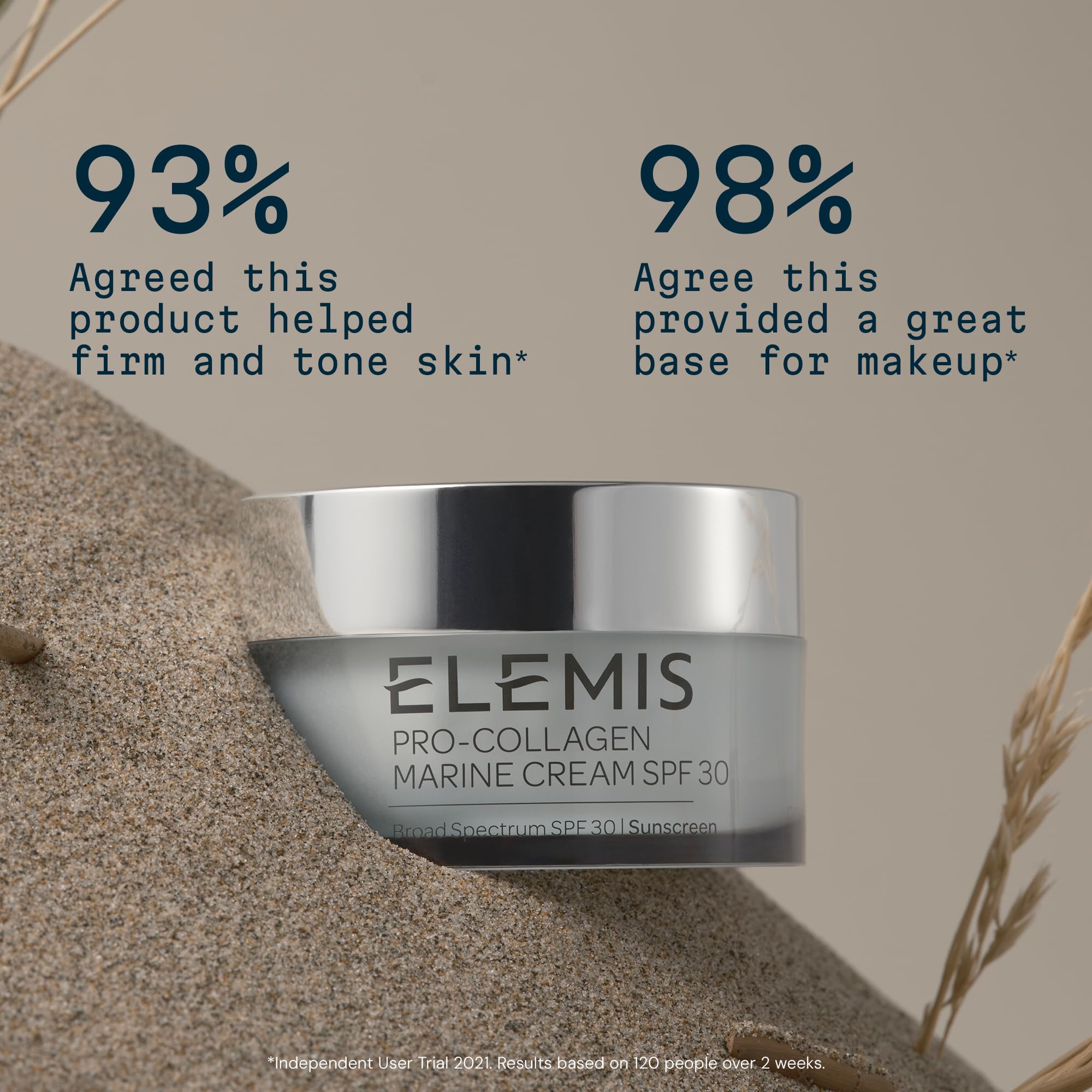 Elemis Pro-Collagen Marine Cream SPF 30 on face, neck, and décolleté for hydration.