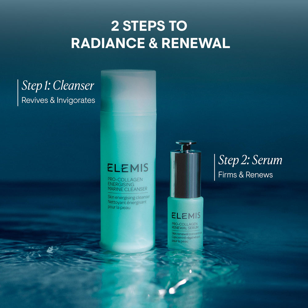 Demo of applying Elemis Pro-Collagen Renewal Serum during routine
