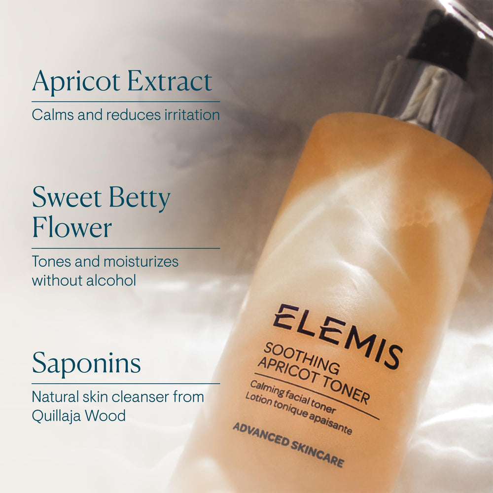 ELEMIS bottle bathed in soft light, conveying a non-drying, comforting feel.