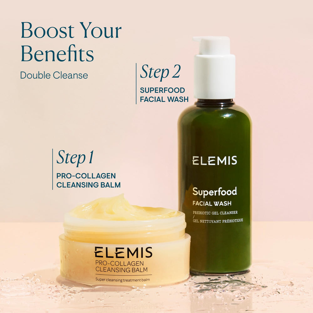 Elemis routine shot highlighting a clean, radiant complexion