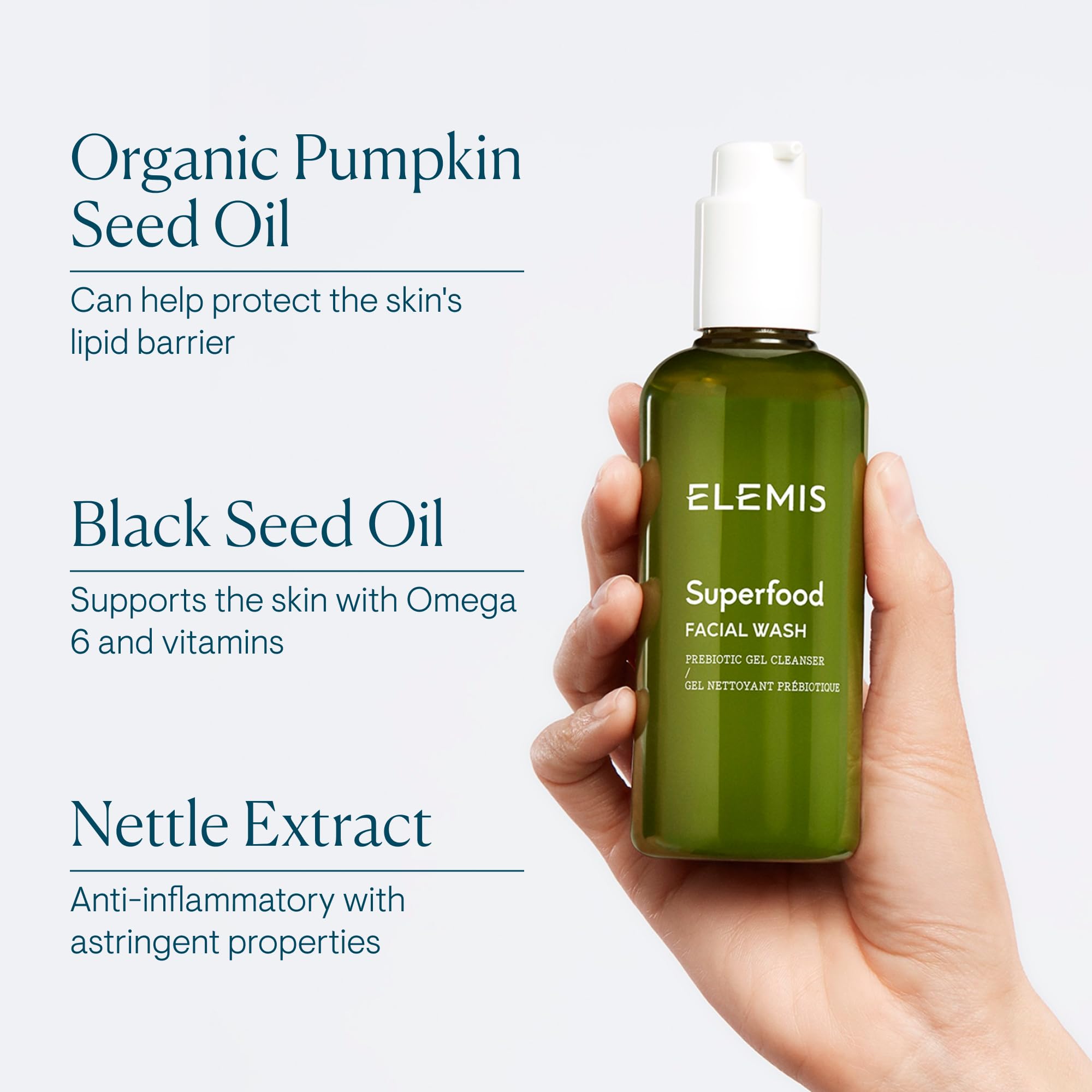 Elemis compact packaging shown on a minimalist vanity