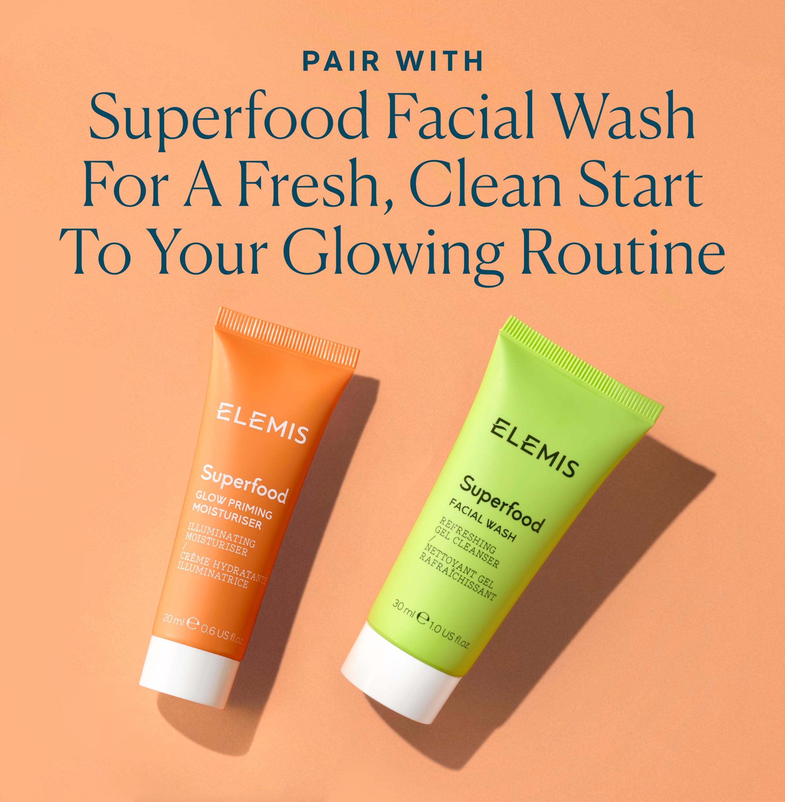 ELEMIS Superfood Glow Priming Moisturizer applied on face delivers radiant, dewy finish