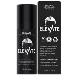 Elevate fijación de fibras capilares, botella, mantiene el look intacto todo el día.