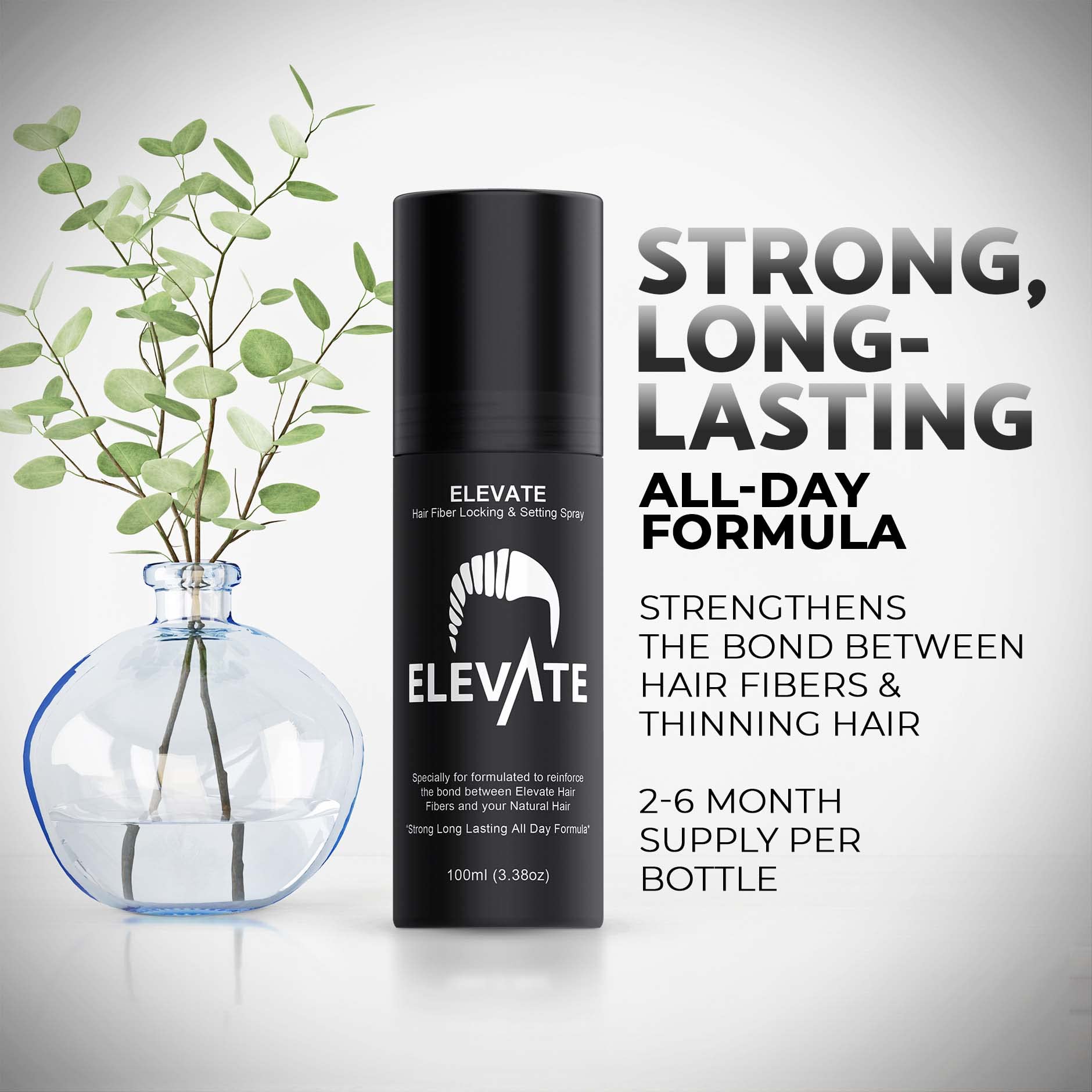 Elevate nebulización de fijación, spray ligero para cabello con control durante el día.