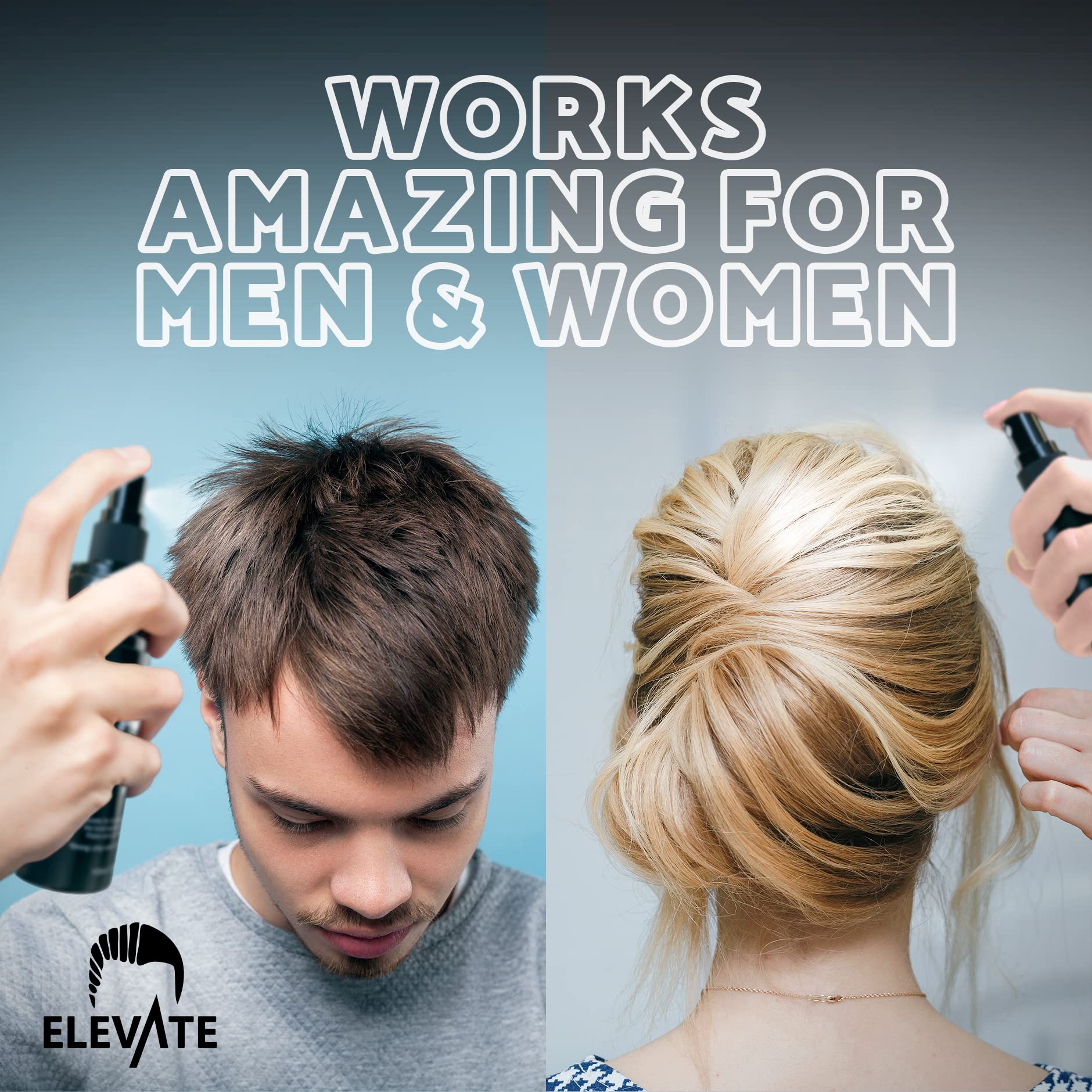 Elevate uso diario, fijador para cabello con fibras, acabado natural.