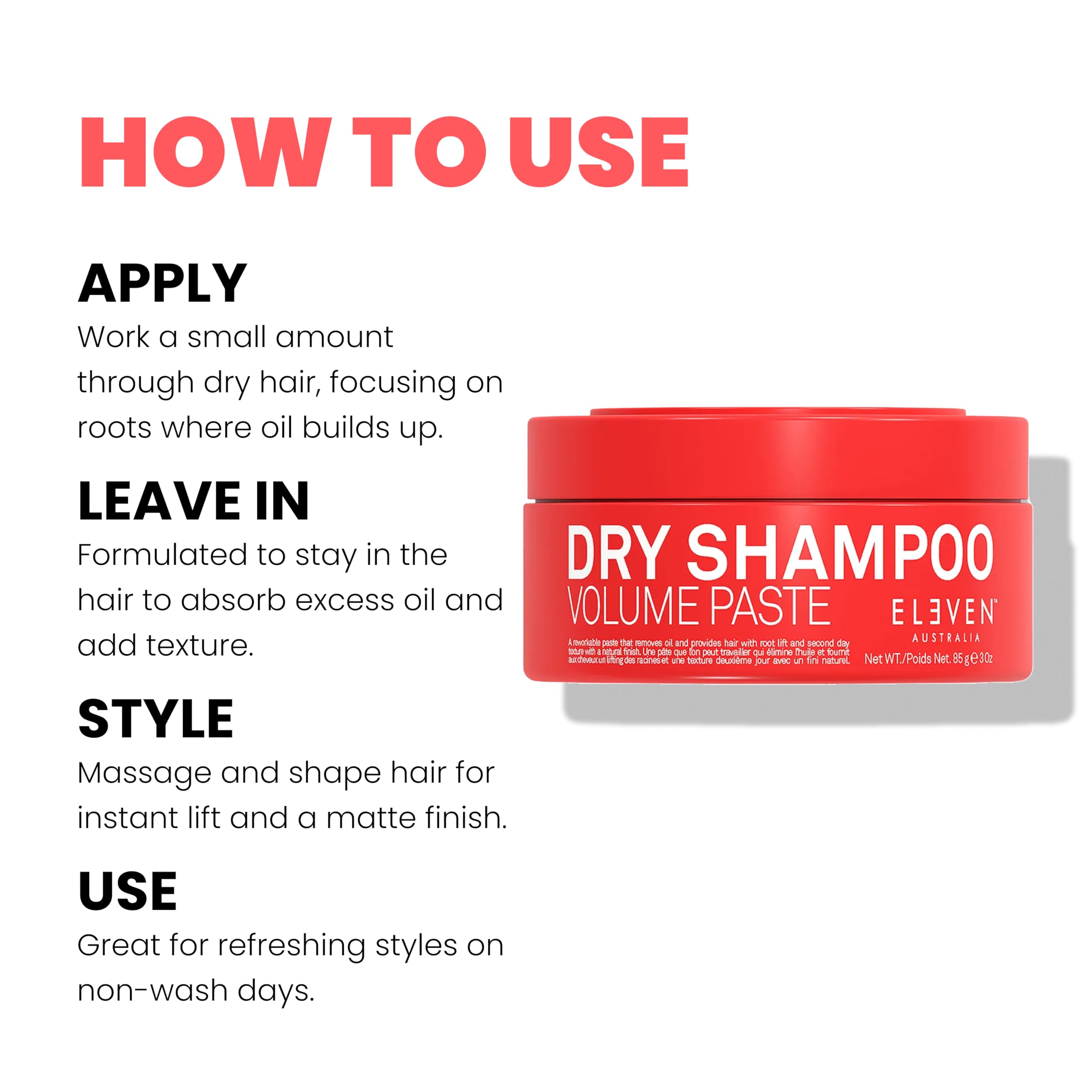 ELEVEN AUSTRALIA Dry Shampoo Volume Paste lightweight formula for day-to-day styling
