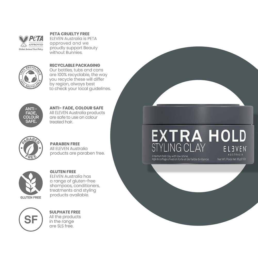 Applying ELEVEN AUSTRALIA clay to damp hair for controlled styling.