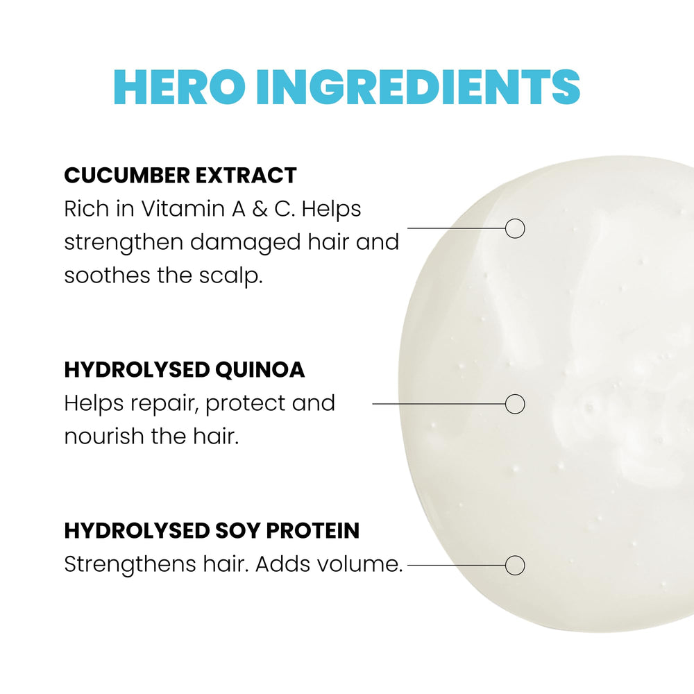 ELEVEN AUSTRALIA Hydrate My Hair cucumber extract — soothes scalp while repairing damage.