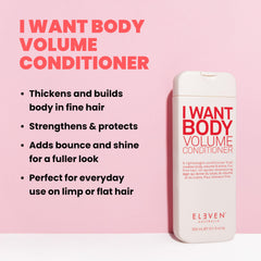 ELEVEN AUSTRALIA I Want Body Volume bottle dispensing pump enables controlled application and targeted lift.
