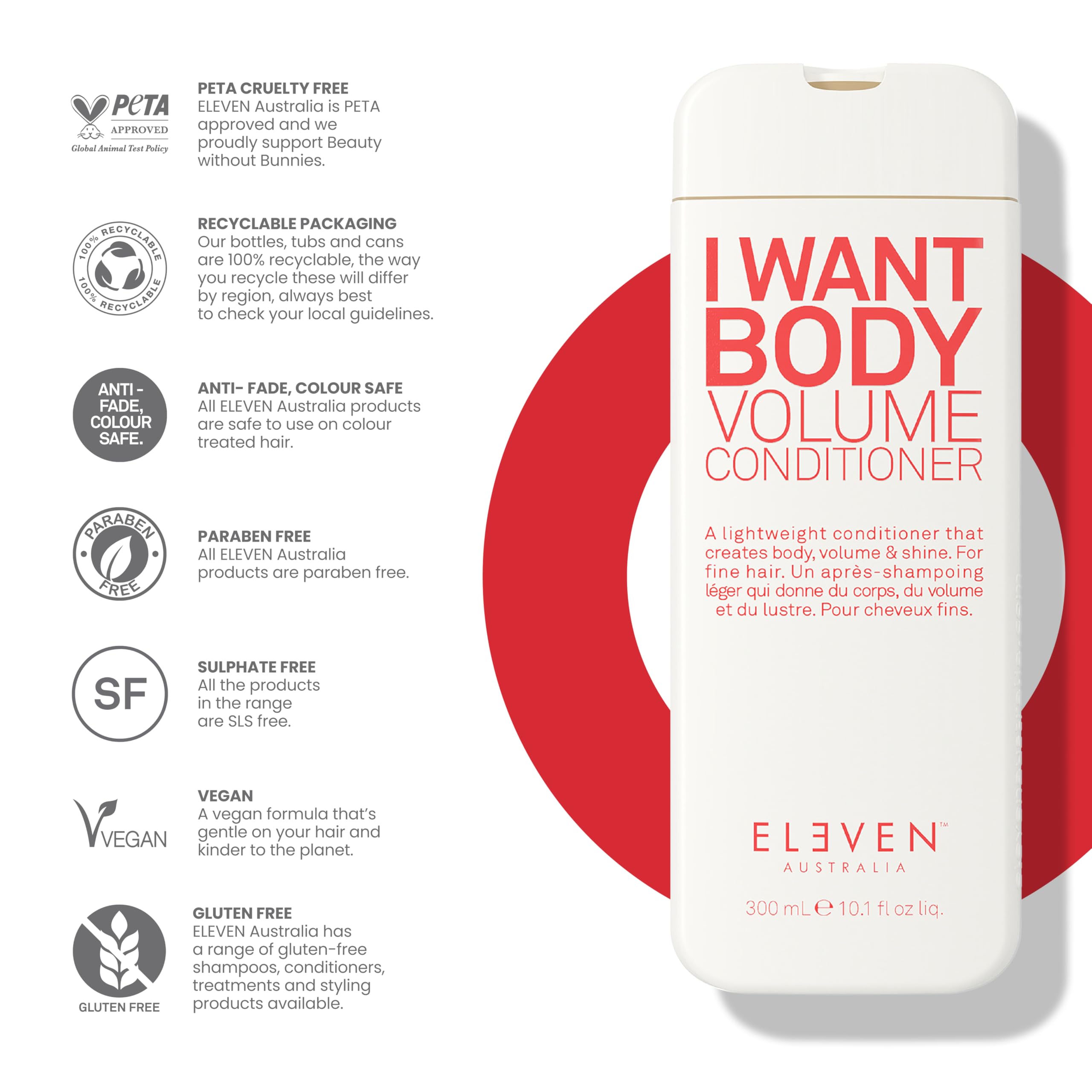 ELEVEN AUSTRALIA I Want Body Volume wet hair ready for styling with natural lift.