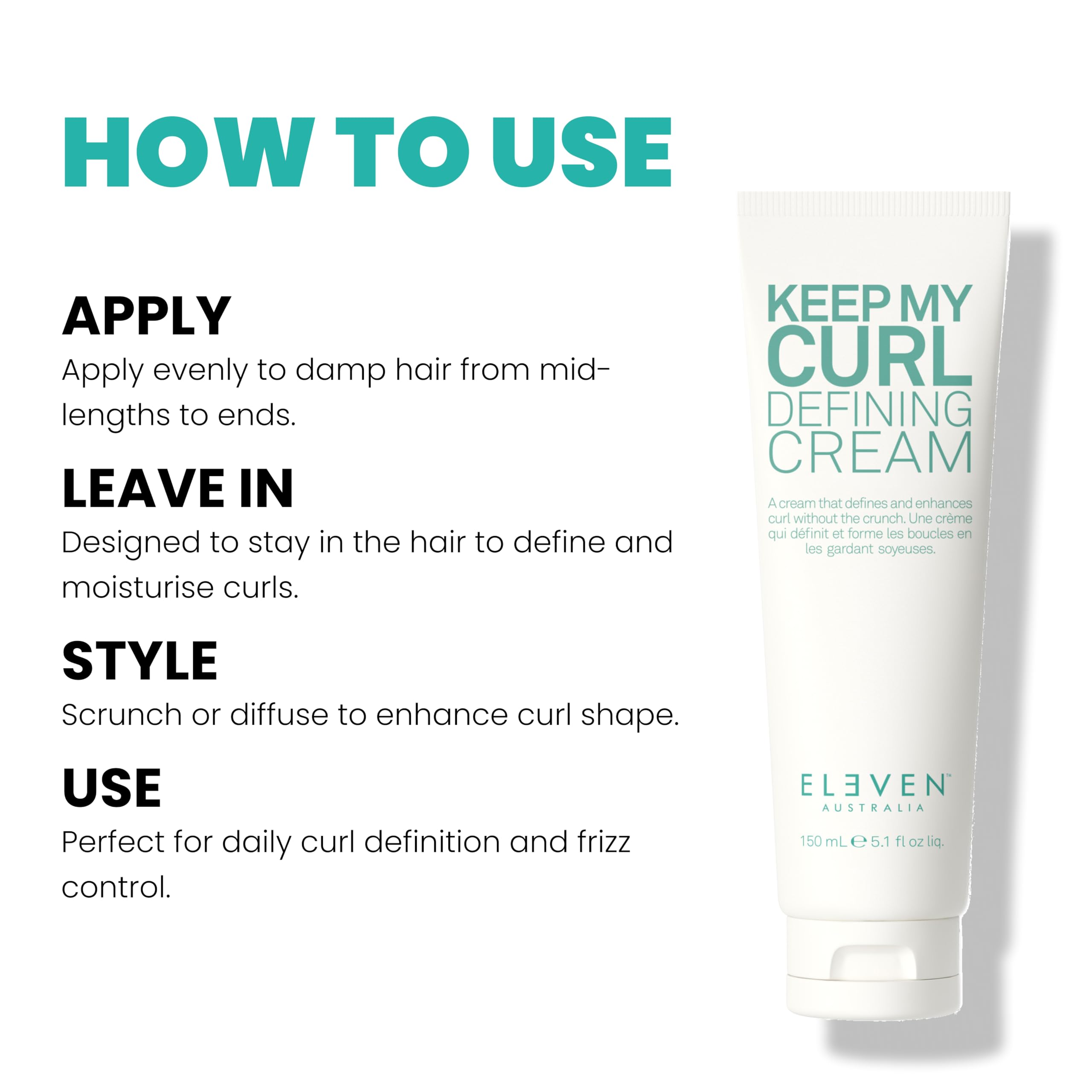 Diffuser styling scene to boost curl formation using ELEVEN AUSTRALIA cream