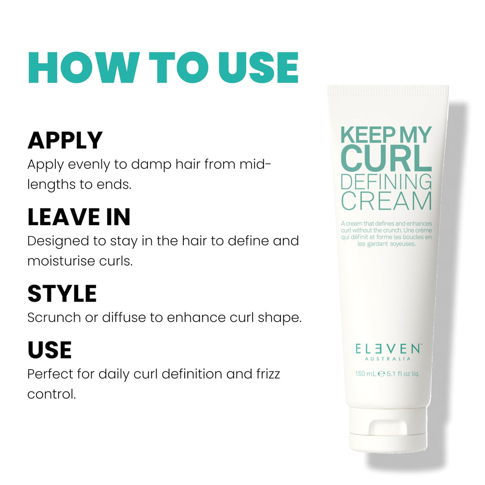 Diffuser styling scene to boost curl formation using ELEVEN AUSTRALIA cream