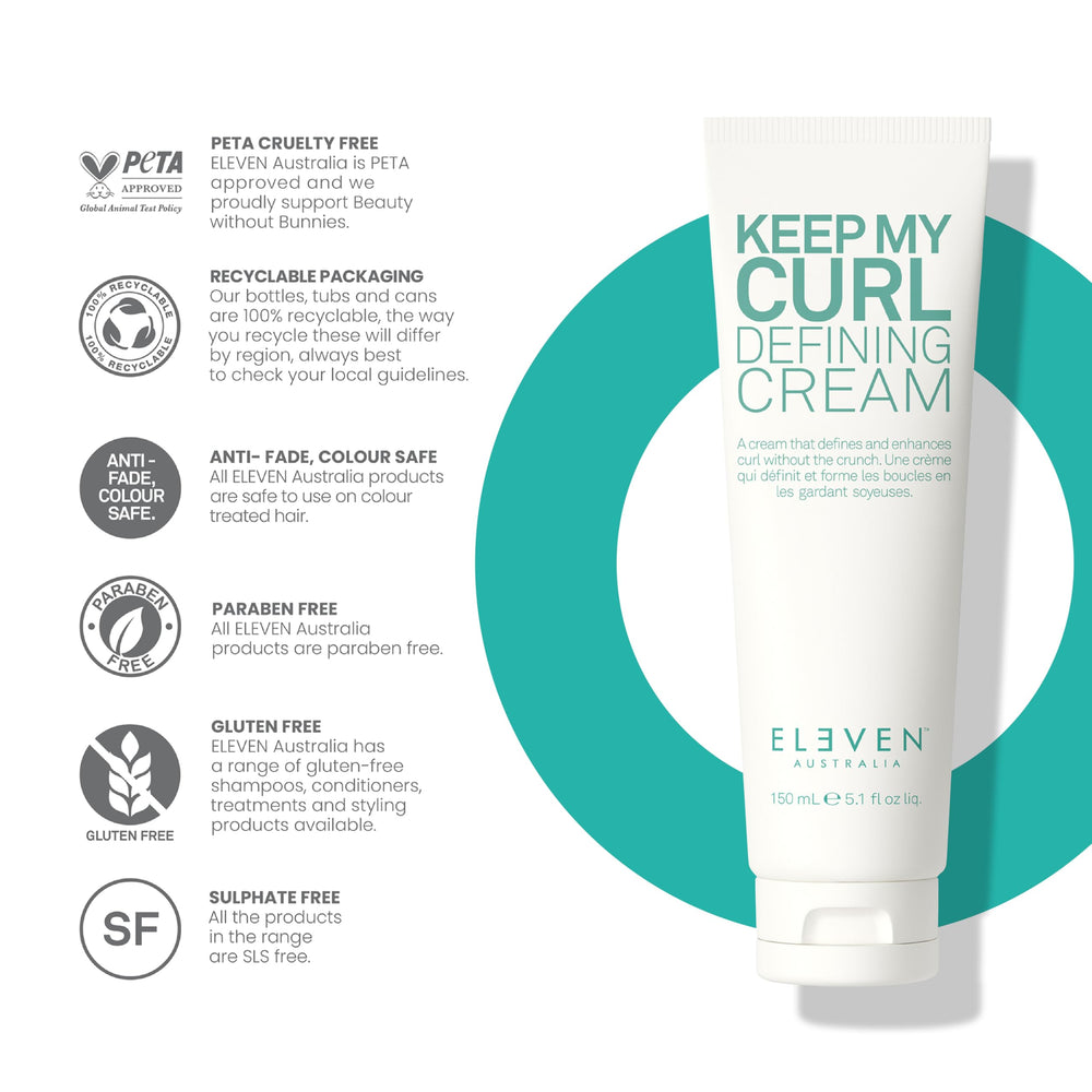 Wavy hair with natural bounce after using ELEVEN AUSTRALIA Keep My Curl Defining Cream