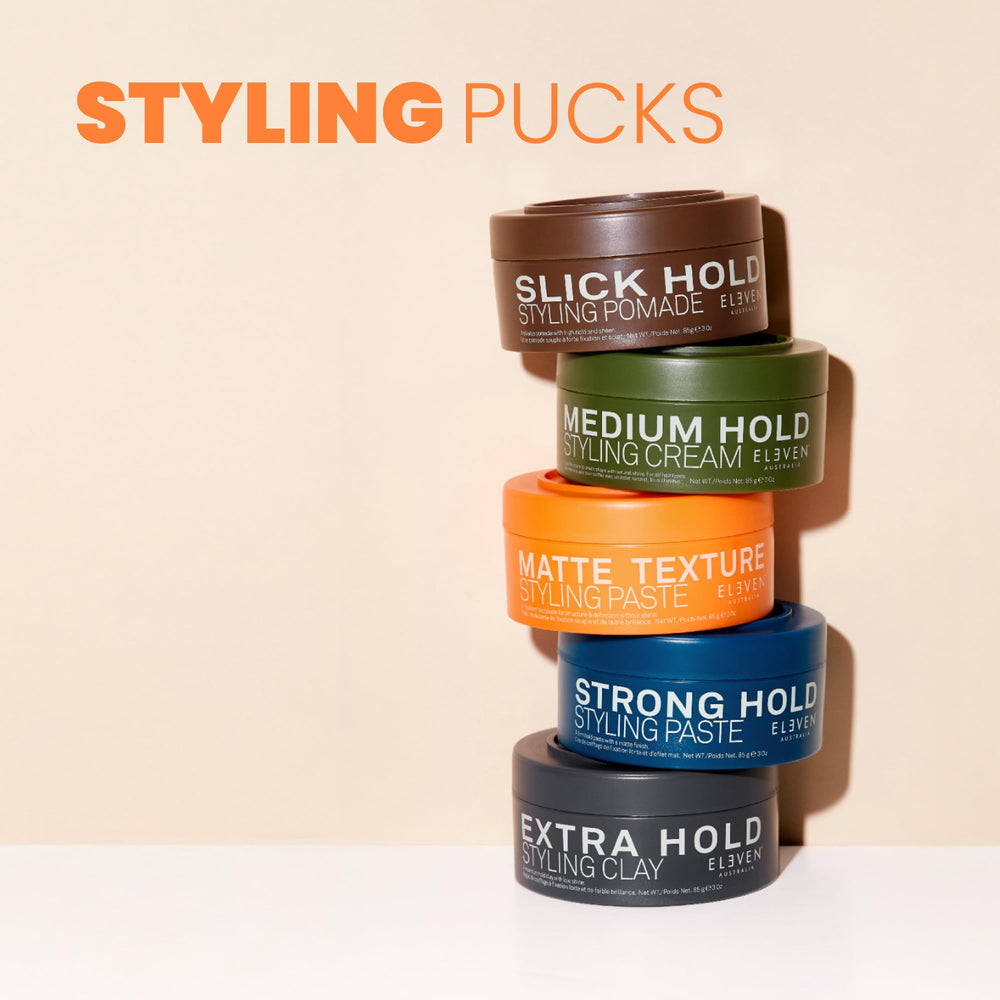 ELEVEN AUSTRALIA Matte Texture Styling Paste explains salon-inspired finish.