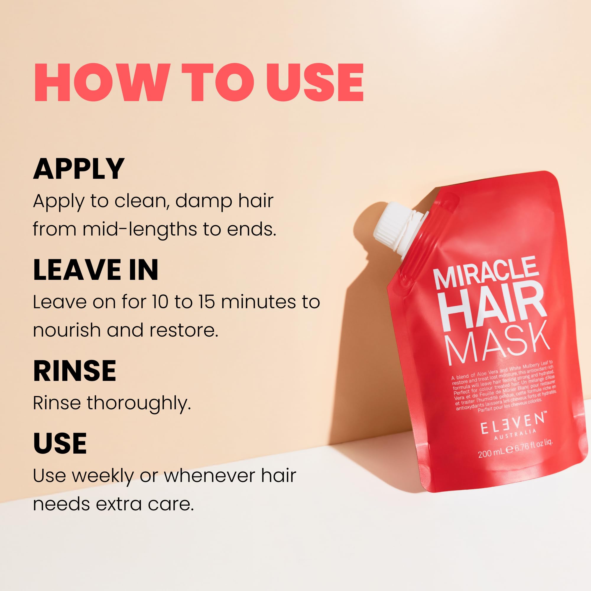 ELEVEN AUSTRALIA Miracle Hair Mask with Aloe Vera ingredient highlights hydration properties