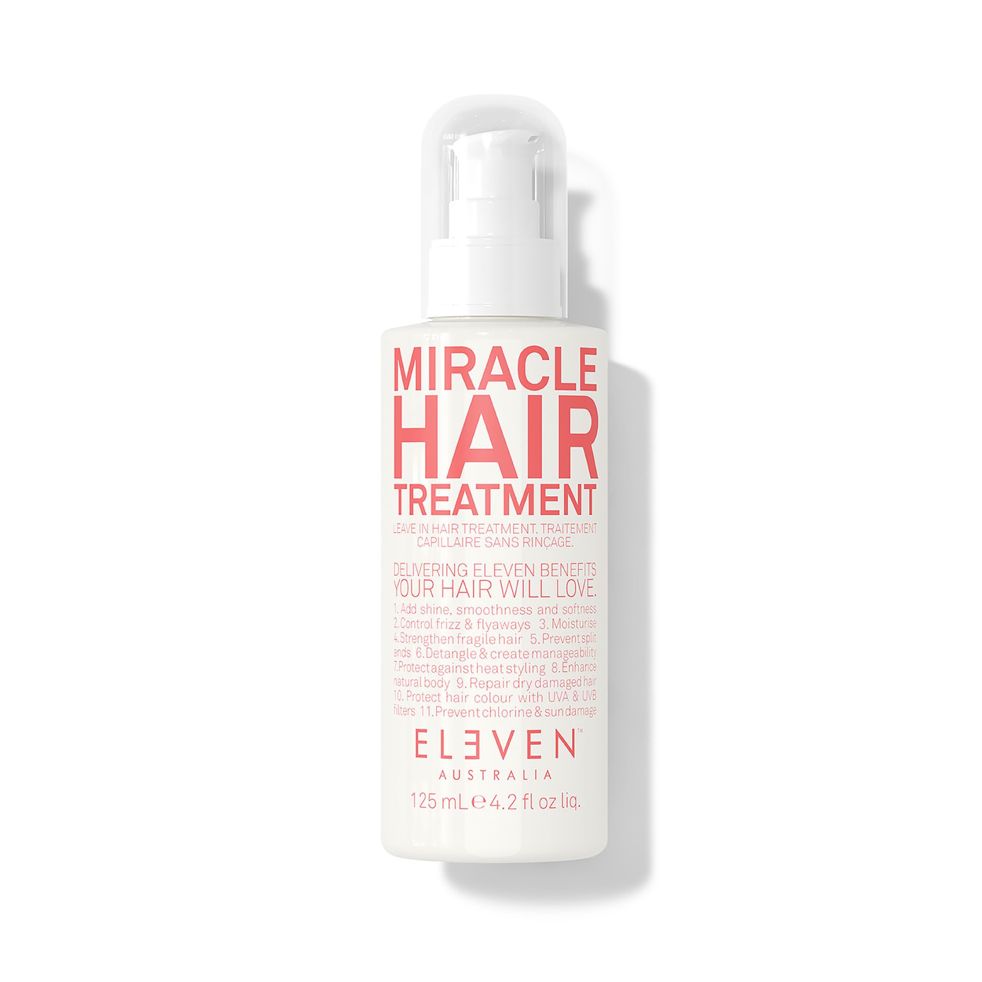 ELEVEN AUSTRALIA Miracle Leave-In bottle demonstrates lightweight hydration for all hair types