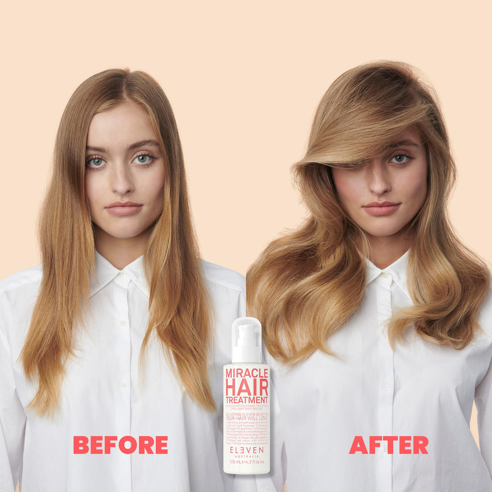 ELEVEN AUSTRALIA Miracle Leave-In demonstrates frizz-control on textured hair