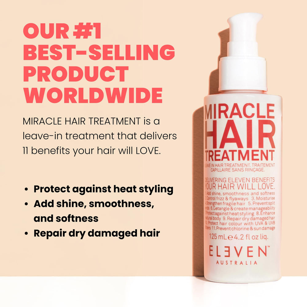 ELEVEN AUSTRALIA Miracle Leave-In on hair application illustrates easy detangling and smoothness