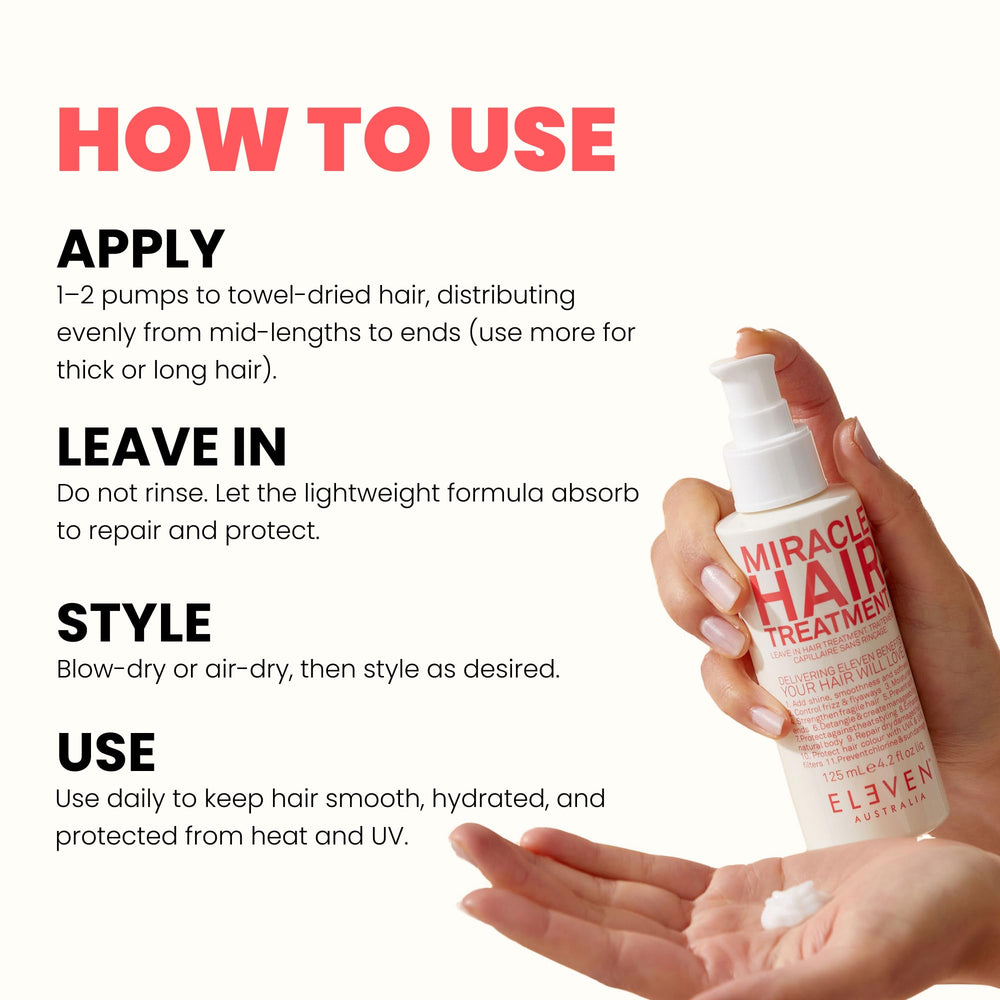 ELEVEN AUSTRALIA Miracle Leave-In adds shine on glossy strands