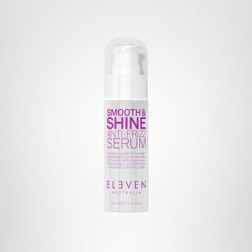 Strands treated with ELEVEN AUSTRALIA serum show controlled frizz and shine