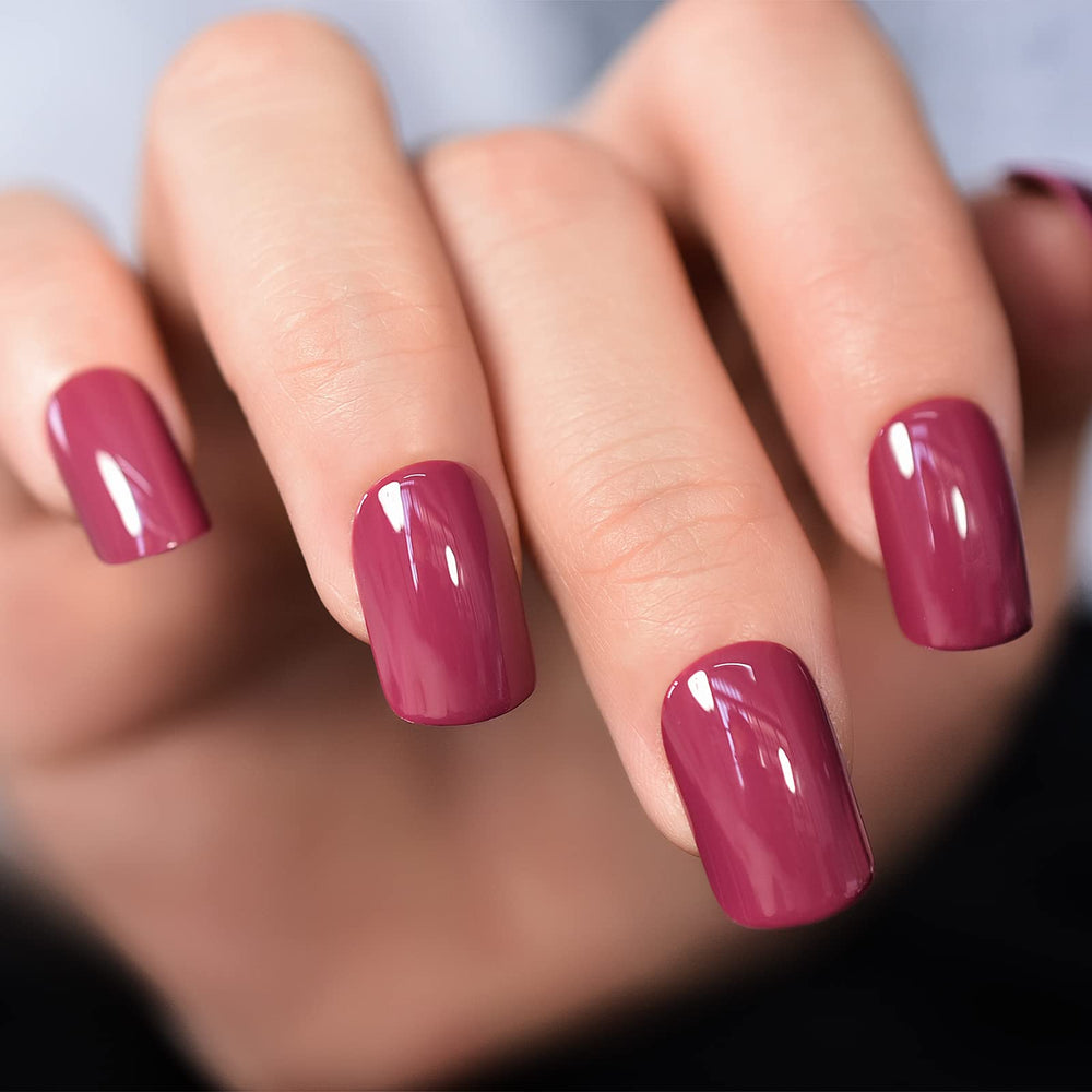 Elevenail glossy dark rose pink nails with salon-quality shine