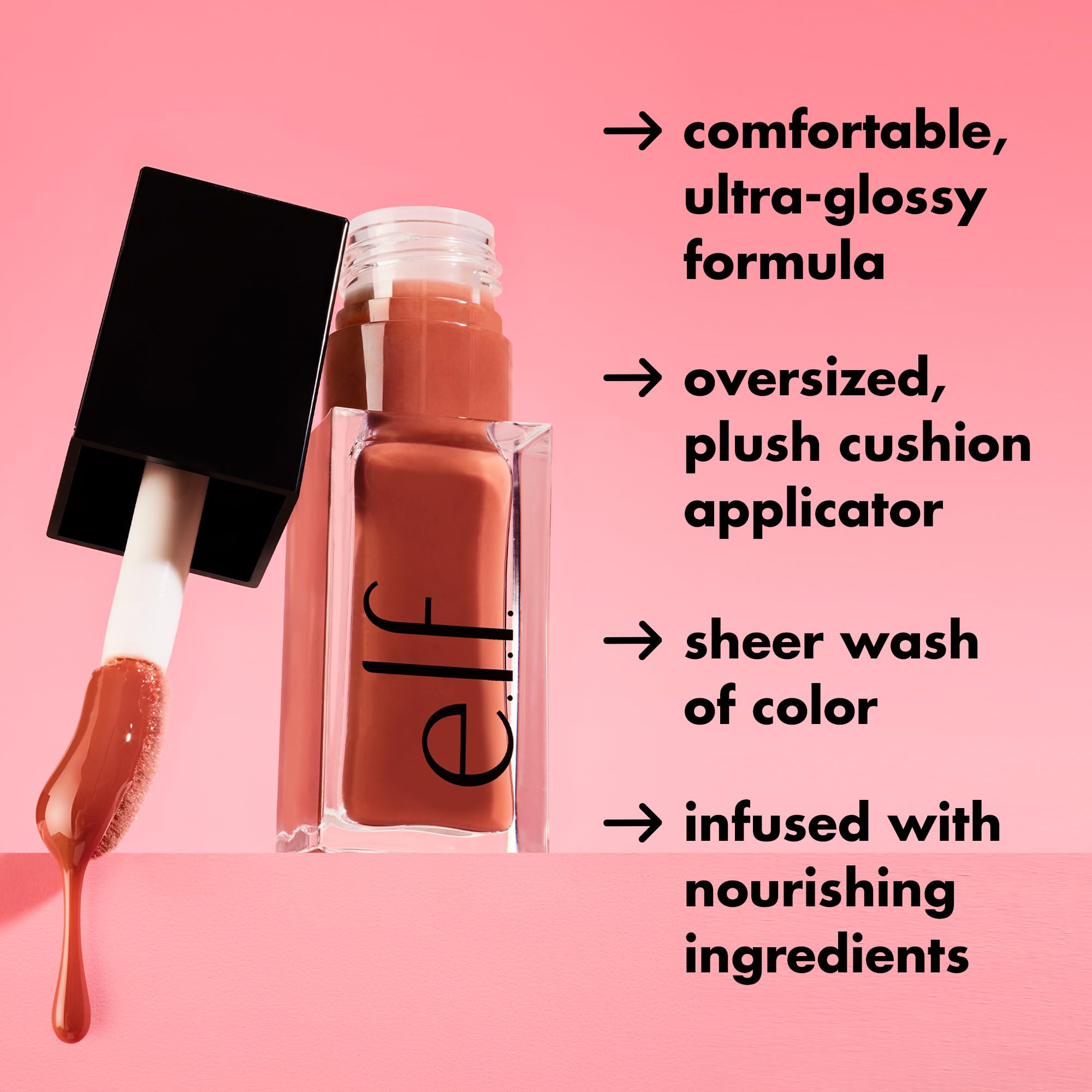 e.l.f. Glow Reviver Lip Oil con aceite de jojoba calma y humecta.