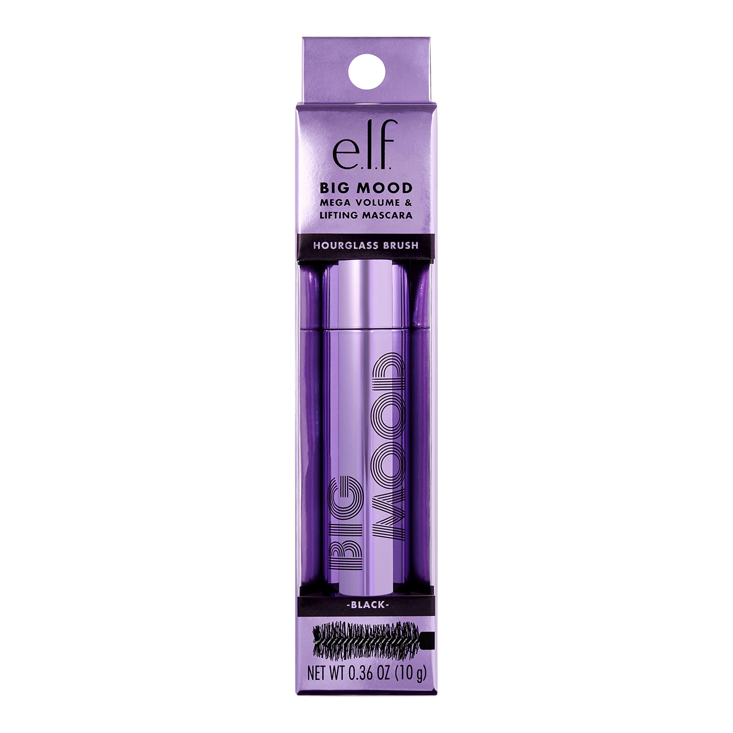 e.l.f. Big Mood Mascara fórmula a prueba de manchas para acabado duradero.