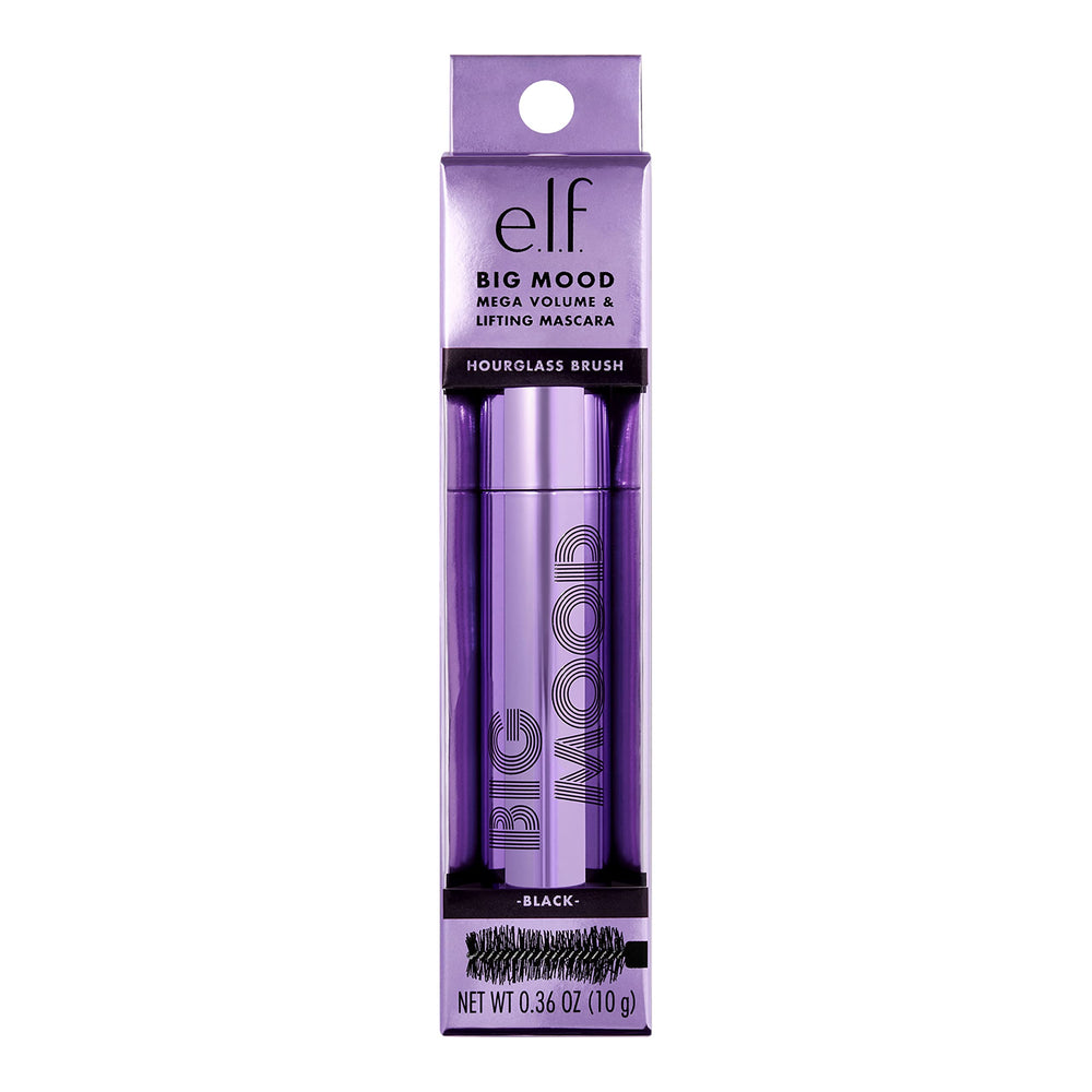 e.l.f. Big Mood Mascara fórmula a prueba de manchas para acabado duradero.