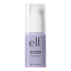 e.l.f. Brightening Lavender Primer bottle demonstrates color correction for a smoother complexion.