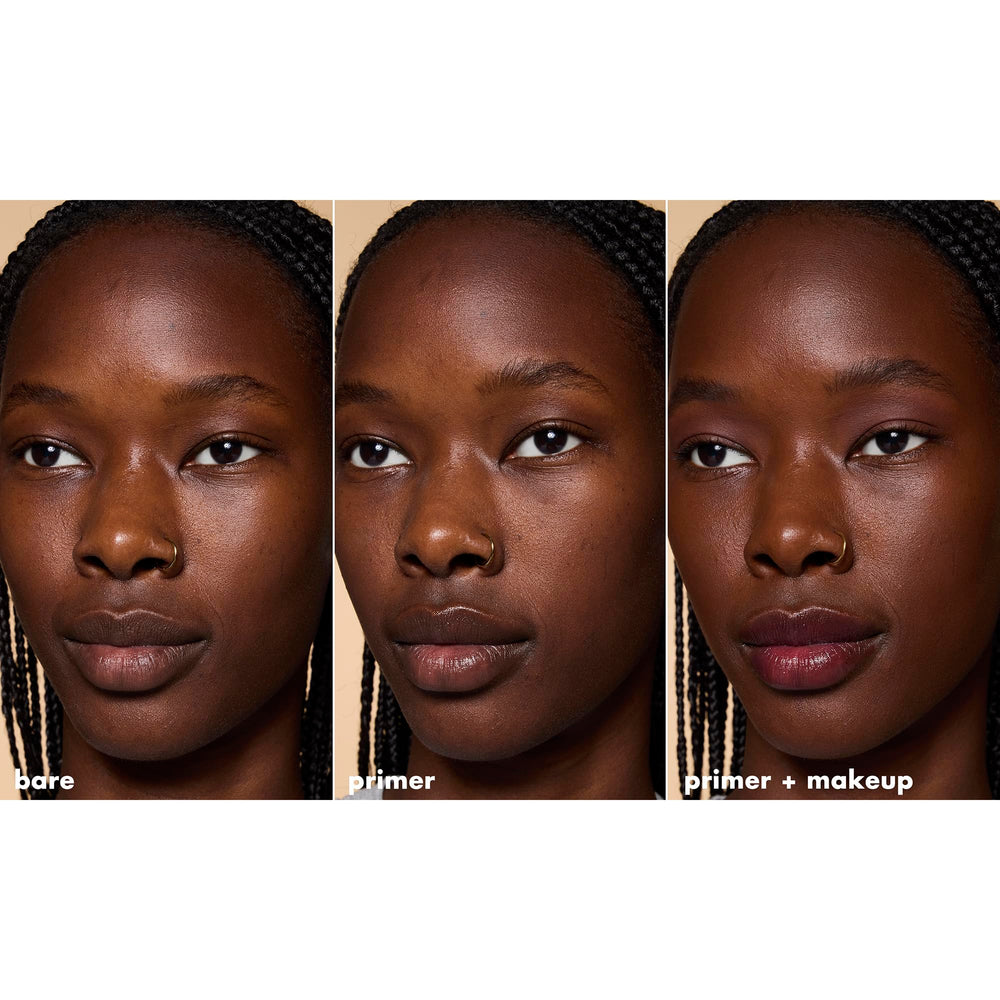 Matte finish result on skin after primer application.
