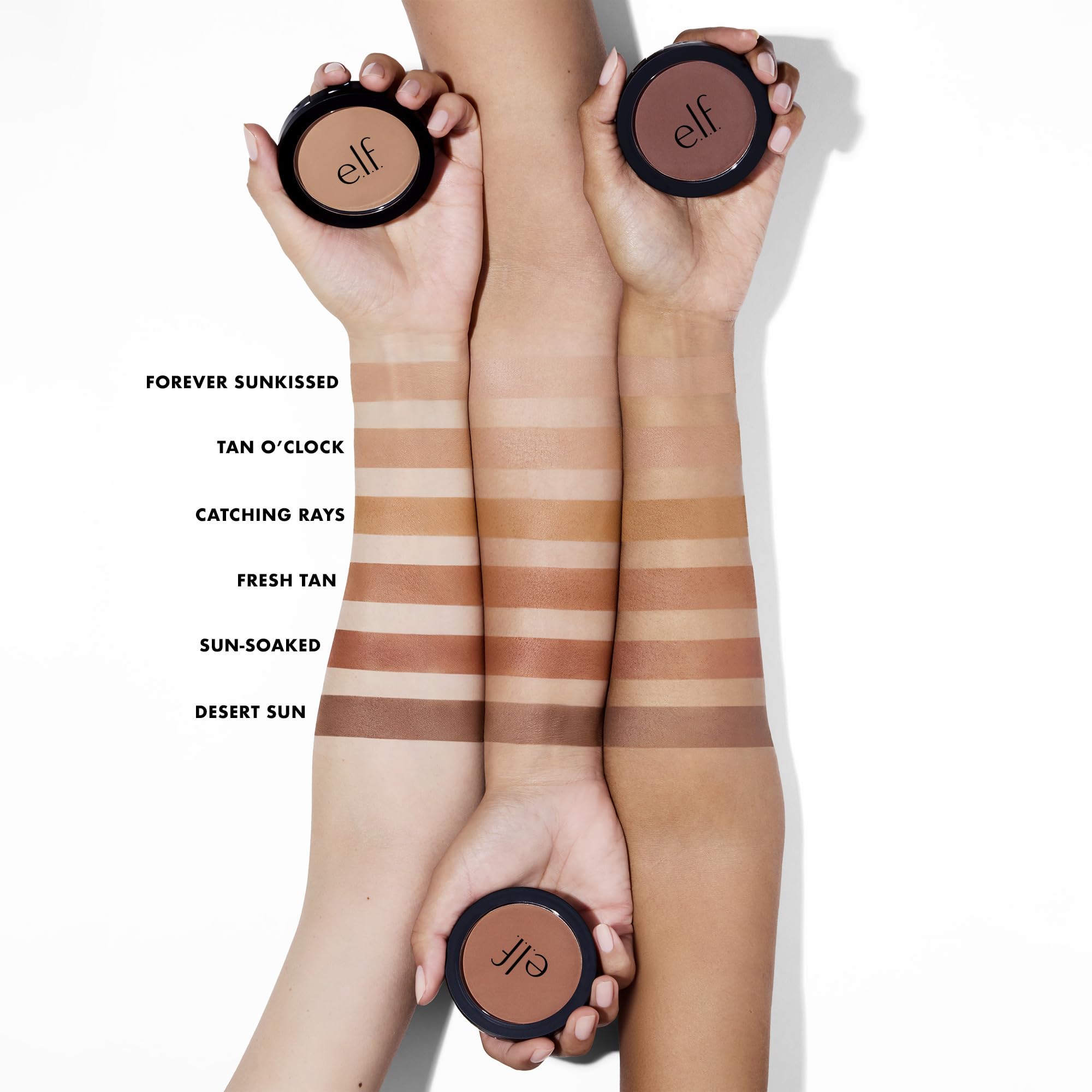 e.l.f. bronceador mate, textura ligera que se funde con la piel.