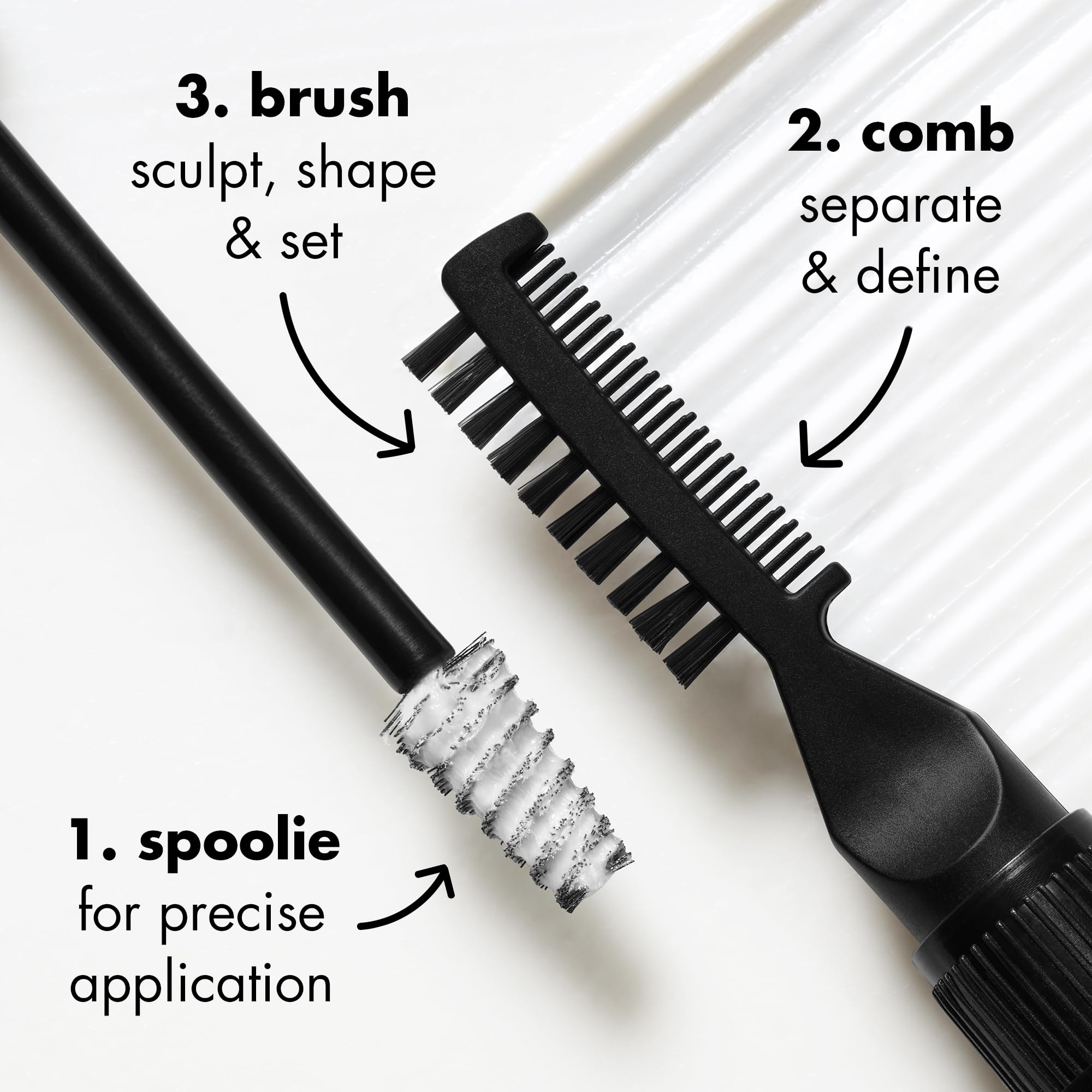 e.l.f. Brow Laminating Gel precision spoolie distributes gel evenly.