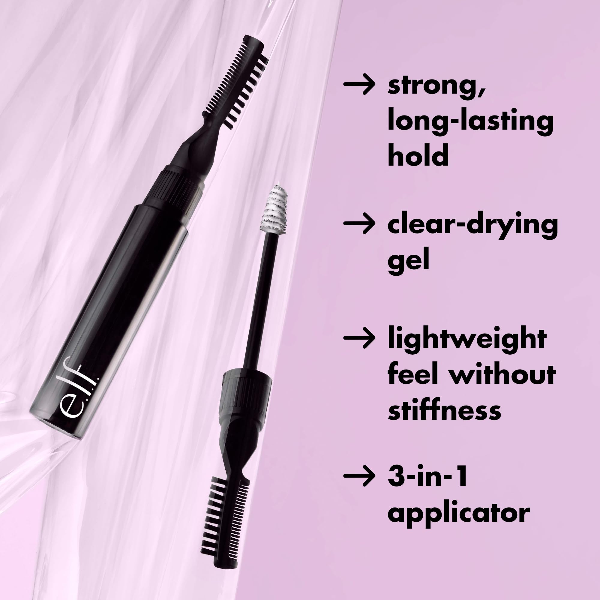 e.l.f. Brow Laminating Gel water-resistant hold for all-day wear.