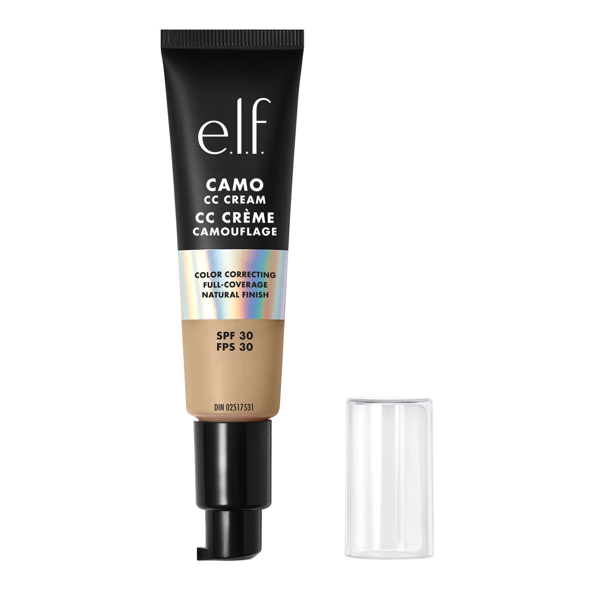e.l.f. Camo CC Cream en envase, tono medio, cobertura natural.