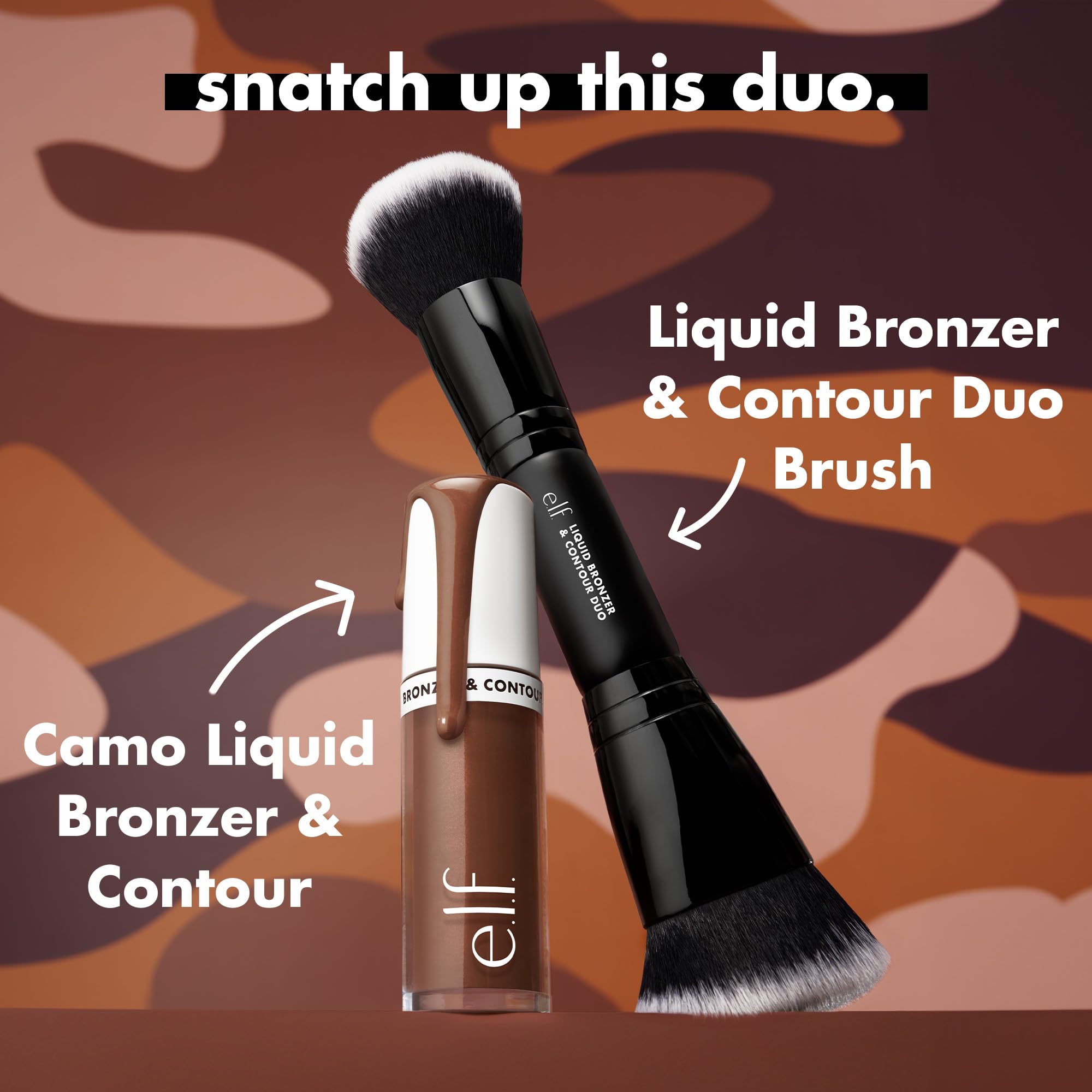 Cheek application showing sun-kissed glow and seamless blend with e.l.f. Camo Liquid Bronzer & Contour.