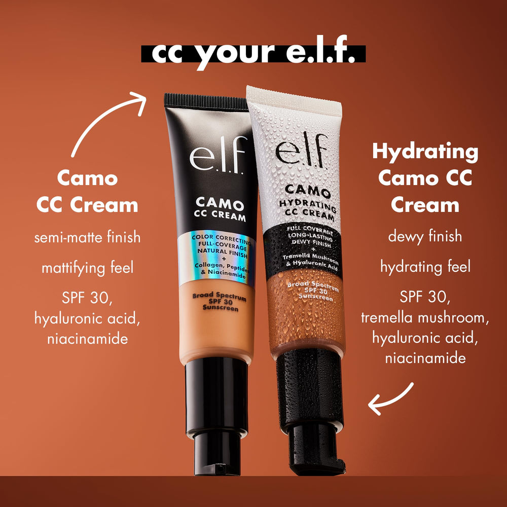 e.l.f. Camo CC Hidratante, ingredientes clave: vitamina B5 y ácido hialurónico, hidratan la piel