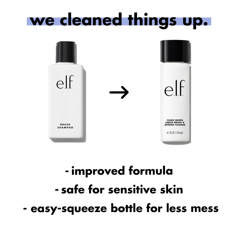 e.l.f. Clean Queen brush image shows soft, fluffy bristles after cleaning.