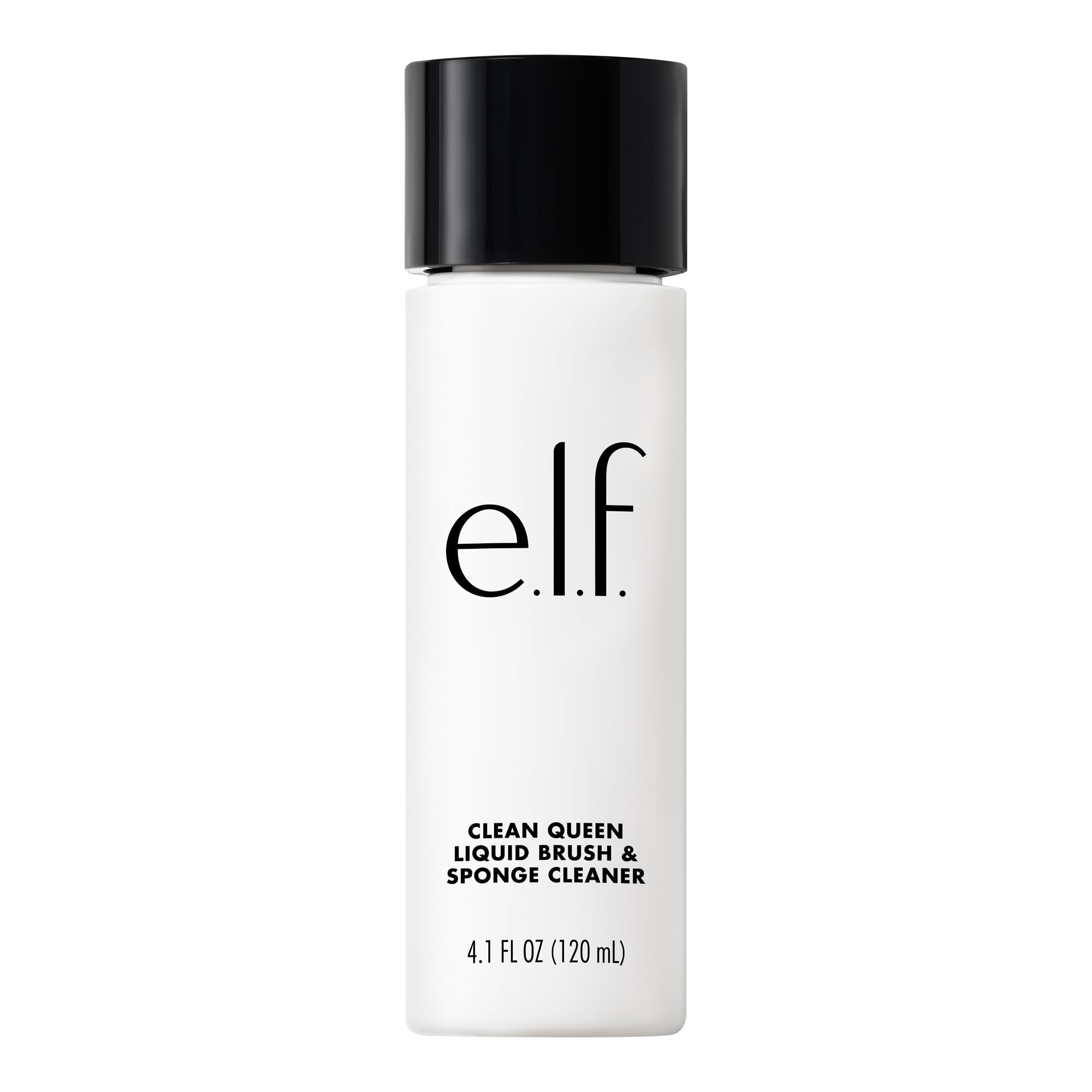 e.l.f. Clean Queen foam bottle demonstrates deep brush cleaning with a gentle foaming formula.