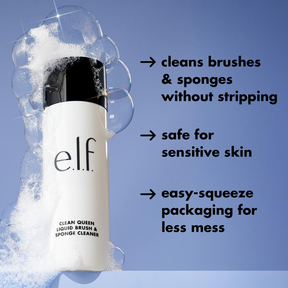 e.l.f. Clean Queen sponge being rinsed with rich lather for a thorough cleanse.